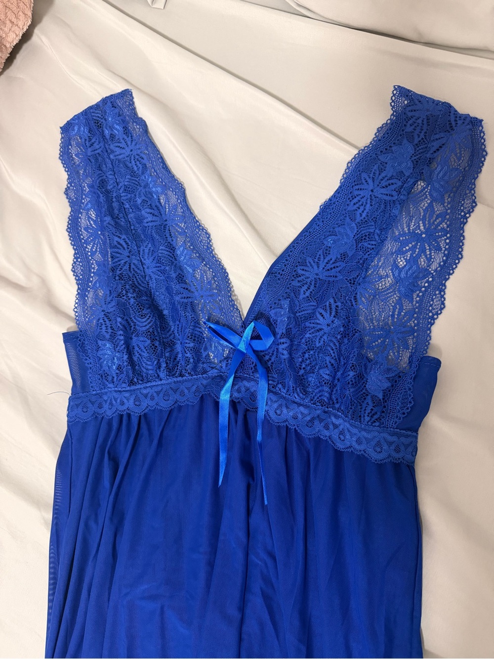 Blue Lace-Trim Sleep Chemise